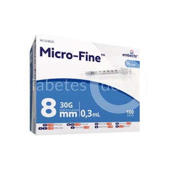 Micro-Fine u-100 insulinespuiten 0,3ml 8mm 30G 100 stuks