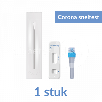 Goedkoop, betrouwbaar en pijnloos testen op Corona / Covid-19 met ondiepe 2,5cm antigeen Corona Sneltest thuis, op school of op het werk. Voldoet aan RIVM eisen