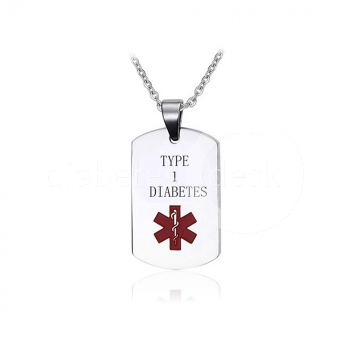 Awareness ketting met opschrift 'Type 1 Diabetes'