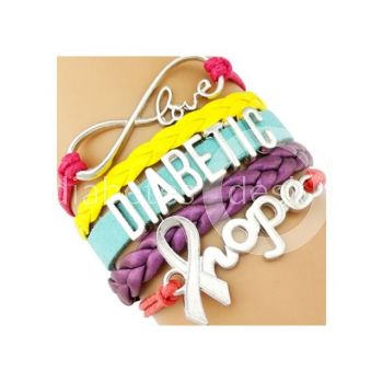 Awareness Polsbandke met opschrift Love Hope Diabteic