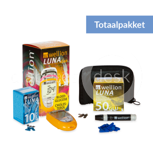 Wellion LUNA Duo Totaalpakket inclusief 50 glucose teststrips en 10 cholesterol teststrips